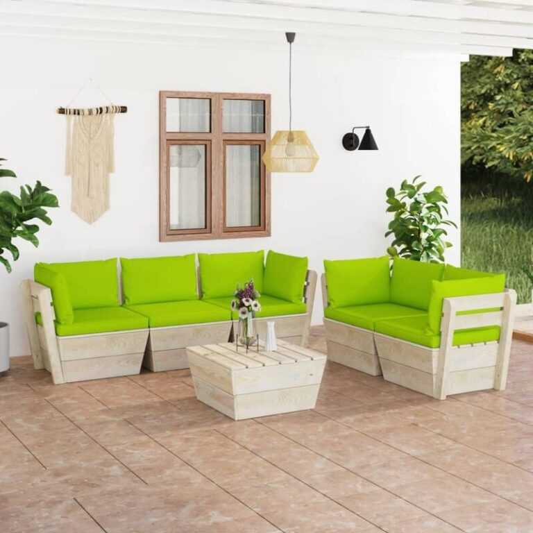 6-tlg. Garten-Sofagarnitur aus Paletten,Gartenmöbel-Set mit Kissen Fichtenholz vidaXL