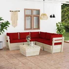 6-tlg. Garten-Sofagarnitur aus Paletten,Gartenmöbel-Set mit Kissen Fichtenholz vidaXL