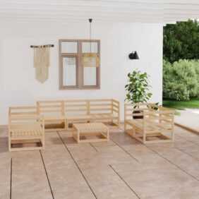 8-tlg. Garten-Lounge-Set Gartenmöbel Set Sitzgruppe Essgruppe Kiefer Massivholz DE45618 - Braun