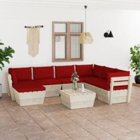 8-tlg. Garten-Sofagarnitur aus Paletten,Gartenmöbel-Set mit Kissen Fichtenholz vidaXL