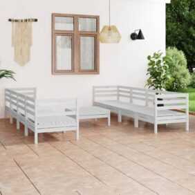 9-tlg. Garten-Lounge-Set Weiß Massivholz Kiefer vidaXL294489