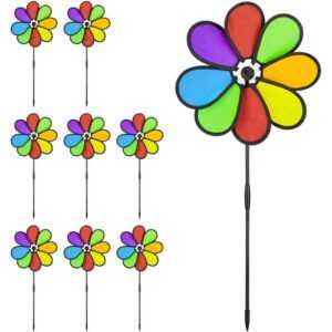 9 x Windrad Blume, Gartenwindrad für Kinder & Erwachsene, Balkon & Garten, Windmühle hbt: 72 x 31 x 6,5 cm, bunt