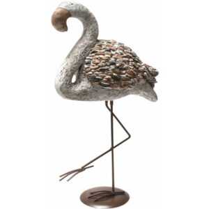 Deko Gartenfigur Flamingo auf Ständer 59cm Echte Handarbeit - Beige, bunt