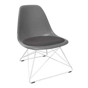 Eames Plastic Lounge Side Chair RE LSR Sitzpolster Sessel, Sitzschale RE tiefschwarz re, Stoff Hopsak F60 meerblau/elfenbein, Drahtuntergestell bas...