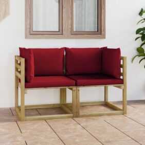 Garten-Ecksofas mit Kissen 2 Stk. Gartensofa Loungesofa Couch Modern Kiefernholz Grün Imprägniert DE46417 - Rot