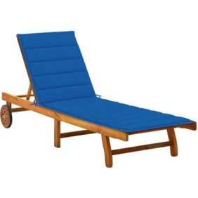 Gartenliege Sonnenliege Relaxliege für Garten, Balkon und Terrrasse mit Auflage Akazie Massivholz DE38144 - Blau
