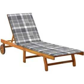 Gartenliege Sonnenliege Relaxliege für Garten, Balkon und Terrrasse mit Auflage Akazie Massivholz DE55435 - Grau
