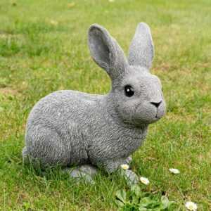 Hase, Kaninchen groß | Steinguss, grau | H 27cm x T 29cm