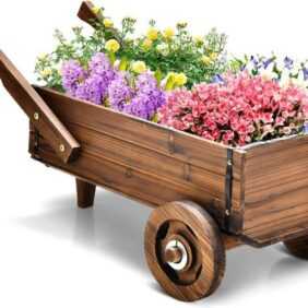 KOMFOTTEU Blumenständer Blumenwagen, mit Entwässerungslöcher, Blumenständer mit Griffe