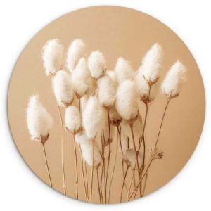 MuchoWow Gemälde Blumen - Pflanzen - Braun - Pastell, (1 St), Rundes wandbild für Wohnzimmer, Wandkreis, Wandschmuck, 90x90 cm