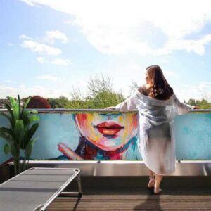 MyMaxxi Sichtschutzelement Balkonbanner Frauen Gemälde Balkon Sichtschutz Garten