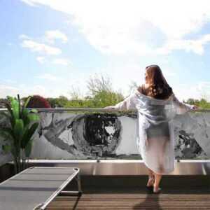 MyMaxxi Sichtschutzelement Balkonbanner Gemälde Augen grau Balkon Sichtschutz Garten