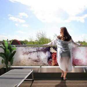 MyMaxxi Sichtschutzelement Balkonbanner Japan Gemälde Balkon Sichtschutz Garten