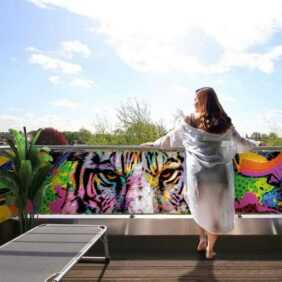 MyMaxxi Sichtschutzelement Balkonbanner Tiger Graffiti Balkon Sichtschutz Garten