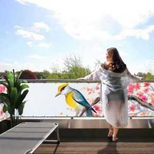 MyMaxxi Sichtschutzelement Balkonbanner Vogel Wasserfarben Balkon Sichtschutz Garten