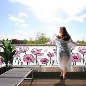 MyMaxxi Sichtschutzelement Balkonbanner Wunderland Blumen rosa Balkon Sichtschutz Garten