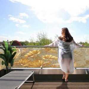 MyMaxxi Sichtschutzelement Balkonbanner gezeichnete Blüten gold Balkon Sichtschutz Garten
