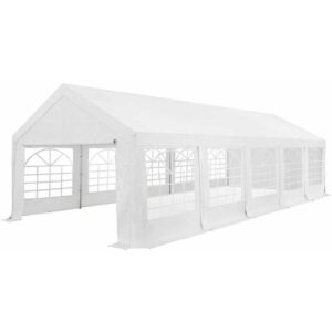 Partyzelt Gala 4 x 10 m - UV-Schutz Plane, flexible Seitenwände - Pavillon stabil, groß - Outdoor Party Garten - Zelt Festzelt Weiß - Juskys