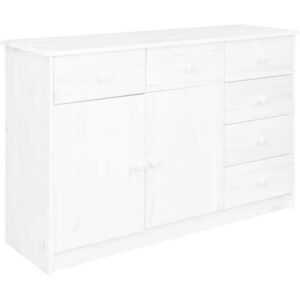 Sideboard Kommode für Wohnzimmer Küche 6 Schubladen Weiß 113x35x73 cm Massivholz Kiefer DE36247 - Weiß