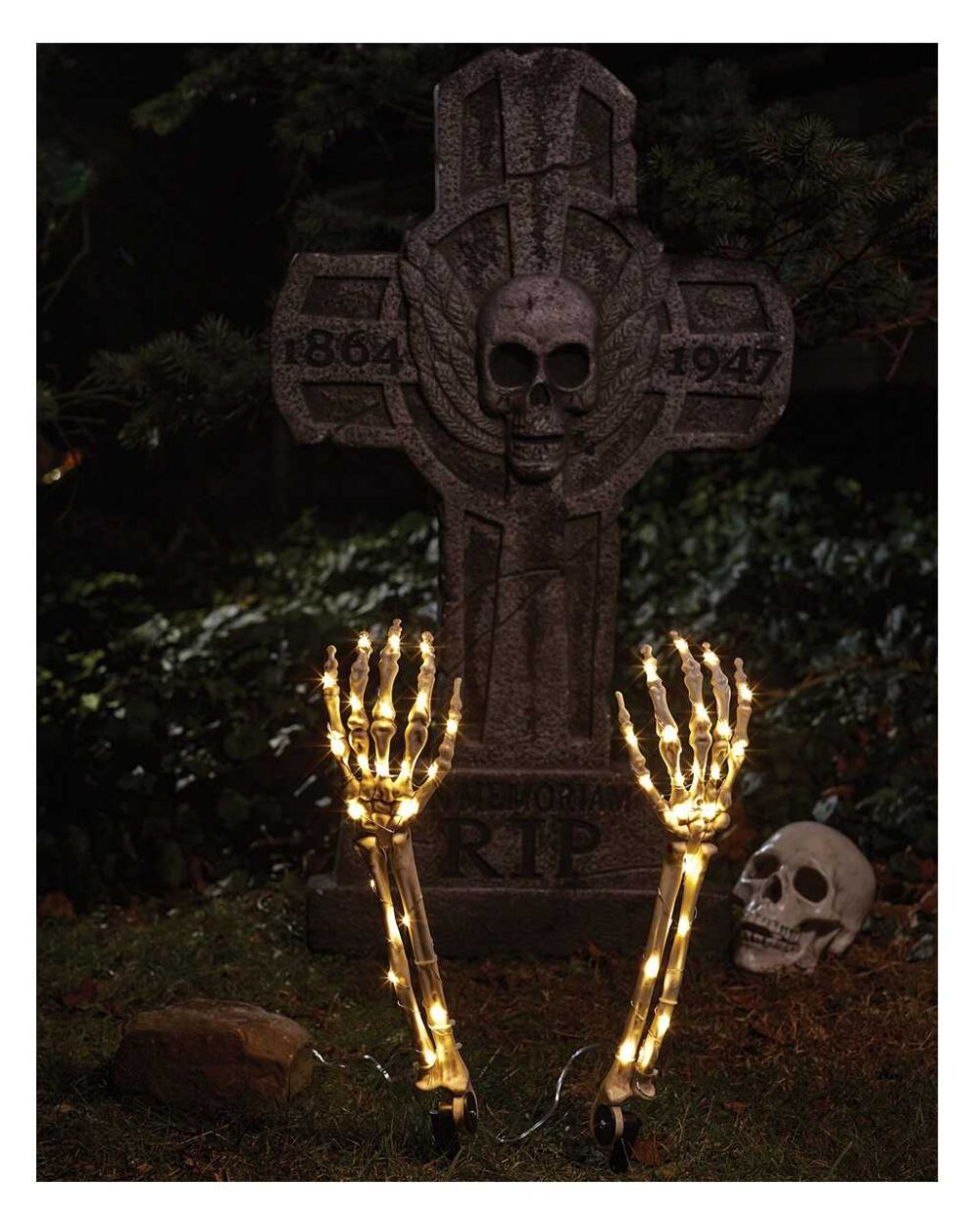 Skelett Arm Gartenstecker mit LED Halloween Deko Garten