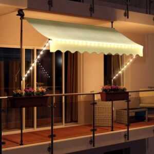 Swing&Harmonie Klemmmarkise LED - Balkonmarkise mit Kurbel Sonnenschutz Markise Terrasse Balkon 200/250/300/350 cm