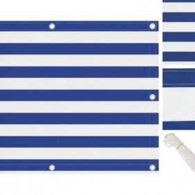 vidaXL Seitenmarkise Balkon-Sichtschutz Weiß und Blau 75x500 cm Oxford-Gewebe