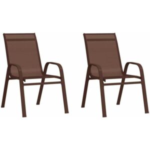 2er Set Gartenstühle Gartensessel Klappbare Stühle für Garten Terrasse Balkon Braun Textilene DE78534 - Braun