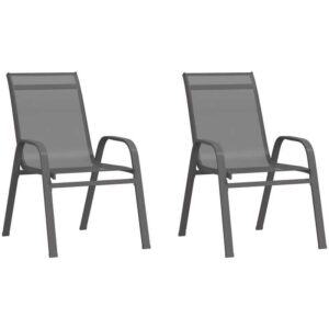2er Set Gartenstühle Gartensessel Klappbare Stühle für Garten Terrasse Balkon Grau Textilene DE34486 - Grau
