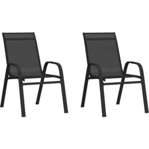 2er Set Gartenstühle Gartensessel Klappbare Stühle für Garten Terrasse Balkon Schwarz Textilene DE41325 - Schwarz