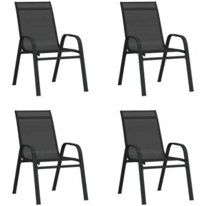 4er Set Gartenstühle Gartensessel Klappbare Stühle für Garten Terrasse Balkon Schwarz Textilene DE51745 - Schwarz