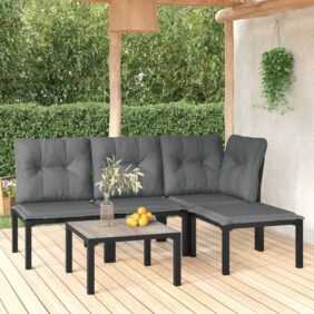 5-tlg. Garten-Lounge-Set, Gartenmöbel, Sitzgruppe Gartenset Schwarz und Grau Poly Rattan LLOAQ743902 Maisonchic