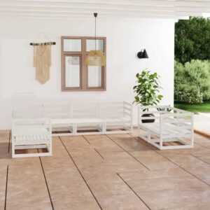 7-tlg. Garten-Lounge-Set Weiß Massivholz Kiefer Vidaxl Weiß