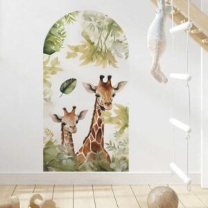 AUKUU Wanddekoobjekt Dschungelgrüne Dschungelgrüne Pflanze Giraffenbogen Schlafzimmer, Wohnzimmer Eingang Heimdekoration Wandaufkleber selbstklebend