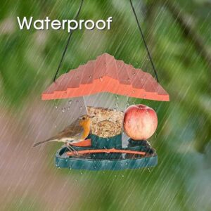 Amirror Smart Ug - Kunststoff-Vogelhäuschen 25 cm mit Ständer, wetterfest, naturbelassen, zum Aufhängen im Garten und auf dem Balkon