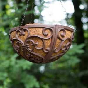 Antikas Blumentopf Blumenampel in antikbr. - Hanging Basket - handgefertigt für Balkon
