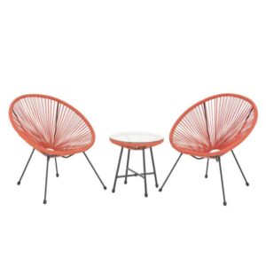 Bali Balkon Möbel Set Lounge Garnitur Relax Egg-Chair Flecht-Design Orange Terracotta - Svita