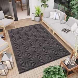 Carpet City Teppich "In-& Outdoorteppich Santorini 58369, 3D-Effekt, Raute-Optik", rechteckig, Wetterfest & UV-beständig für Terrasse, Balkon, Küche, Flur