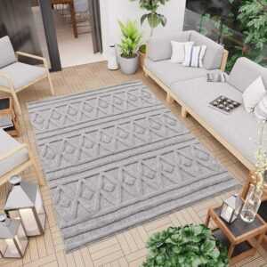 Carpet City Teppich "In-& Outdoorteppich Santorini 58538, 3D-Effekt, Raute-Optik", rechteckig, Wetterfest & UV-beständig für Terrasse, Balkon, Küche, Flur