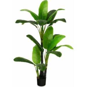 Costway - 150cm Kunstpflanze Tropische Palme, Künstliche Monstera Schlangenpflanze, Zimmerpflanze mit stabilem Topf & 18 Blaettern, Pflanze Grün für