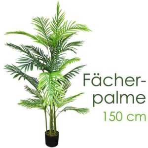 Decovego - Künstliche Palme Pflanze Kunstpflanze Palmbaum Fächerpalme Deko Kunstbaum Zimmerpflanze künstlich im Kunststofftopf Plastikpflanze 150 cm