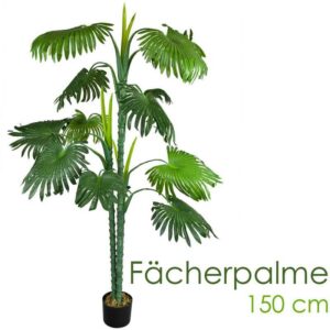 Decovego - Künstliche Palme Pflanze Kunstpflanze Palmbaum Fächerpalme Deko Zimmerpflanze Kunstbaum künstlich im Kunststofftopf Plastikpflanze 150 cm