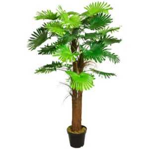 Decovego - Künstliche Palme Pflanze Kunstpflanze Palmbaum Fächerpalme Deko Zimmerpflanze Kunstbaum künstlich im Kunststofftopf Plastikpflanze 180 cm