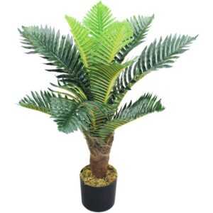 Decovego - Künstliche Palme groß Kunstpalme Kunstpflanze Palme künstlich wie echt Plastikpflanze Balkon Farnpalme Palmenfarn Deko 65 cm hoch