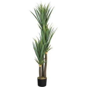 Decovego - Künstliche Yucca Palme Yuccapalme Palmlilie Pflanze Kunstpflanze Deko Kunstbaum Zimmerpflanze künstlich im Kunststofftopf Plastikpflanze