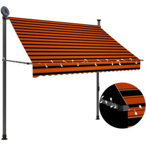 Einziehbare Markise Sonnenmarkise Sonnenschutz Terrasse Balkon Auvent Handbetrieben mit led 200 cm Orange Braun RGDCH901535 Maisonchic