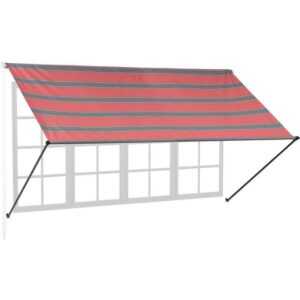 Fallarmmarkise, HxB: 120x300 cm, einziehbar, UV-Schutz, Polyester, Schattenspender Fenster & Balkon, grau/rot - Relaxdays