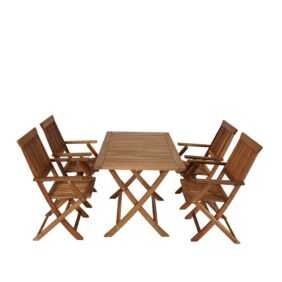 Garten Tischgruppe aus Akazie Massivholz klappbaren Garten Sesseln (fünfteilig)