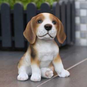 Gartenfigur Hund BEO - Dekofigur - Beagle Welpe - Polyresin - H: 16...