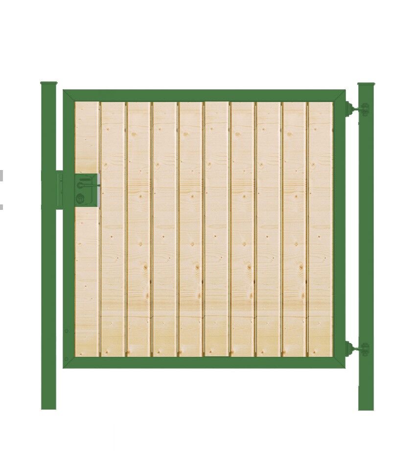 1-flügeliges Gartentor Premium Line mit senkrechter Holzfüllung Grün B: 125 cm x H: 100 cm