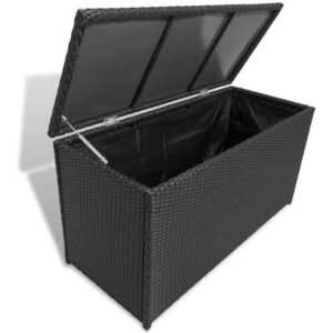 Hommoo - Garten-Aufbewahrungsbox Schwarz 120x50x60 cm Poly Rattan VD27045